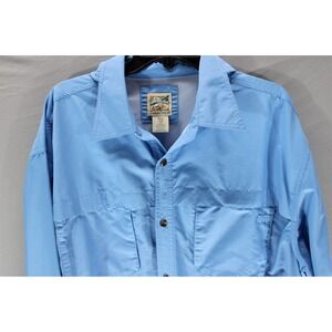 Travel Smith Vintage Performance Button Up Shirt Nylon Polyester Size XXL Blue